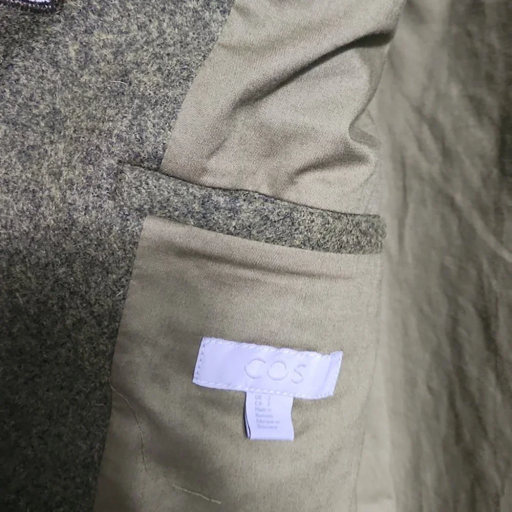 *SOLD* COS | Green Straight Wool Coat Jacket Size 2 - Picture 7 of 8